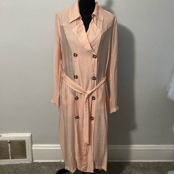 The Limited Women’s Sheer Pink Trench Coat Jacket NWT Spring Summer Dress Cover - Picture 2 of 8